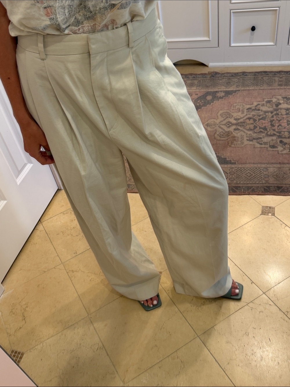 Cos khaki pleated trousers